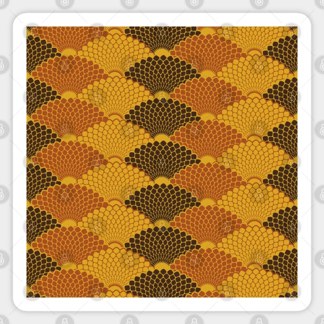 Reptile skin japanese seamless pattern (gold and brown colors) Sticker by lents